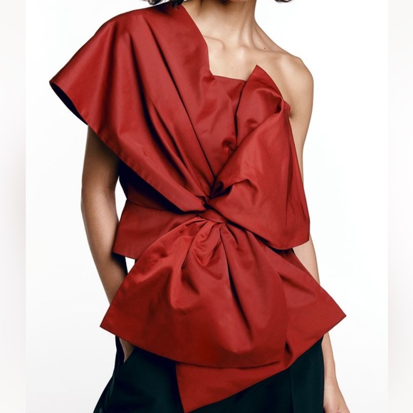 H&M Bow-front Top in Red - Picture 1 of 12